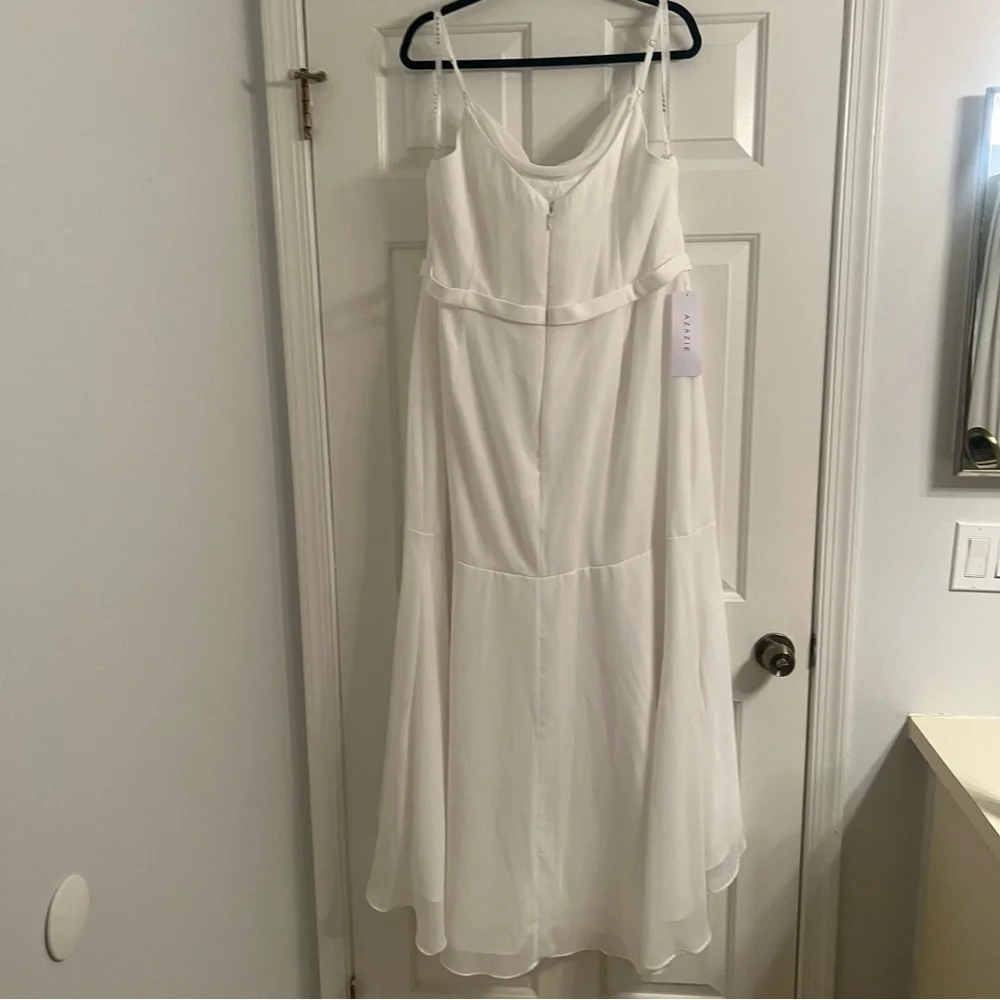 Azazie Ivory Spaghetti-Strap Fit-and-Flare Dress